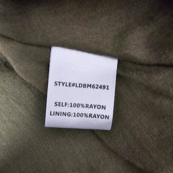 Lost & Wander Baja New Tie Waist Flutter Short Sleeve V Neck Olive Dress - Picture 4 of 12